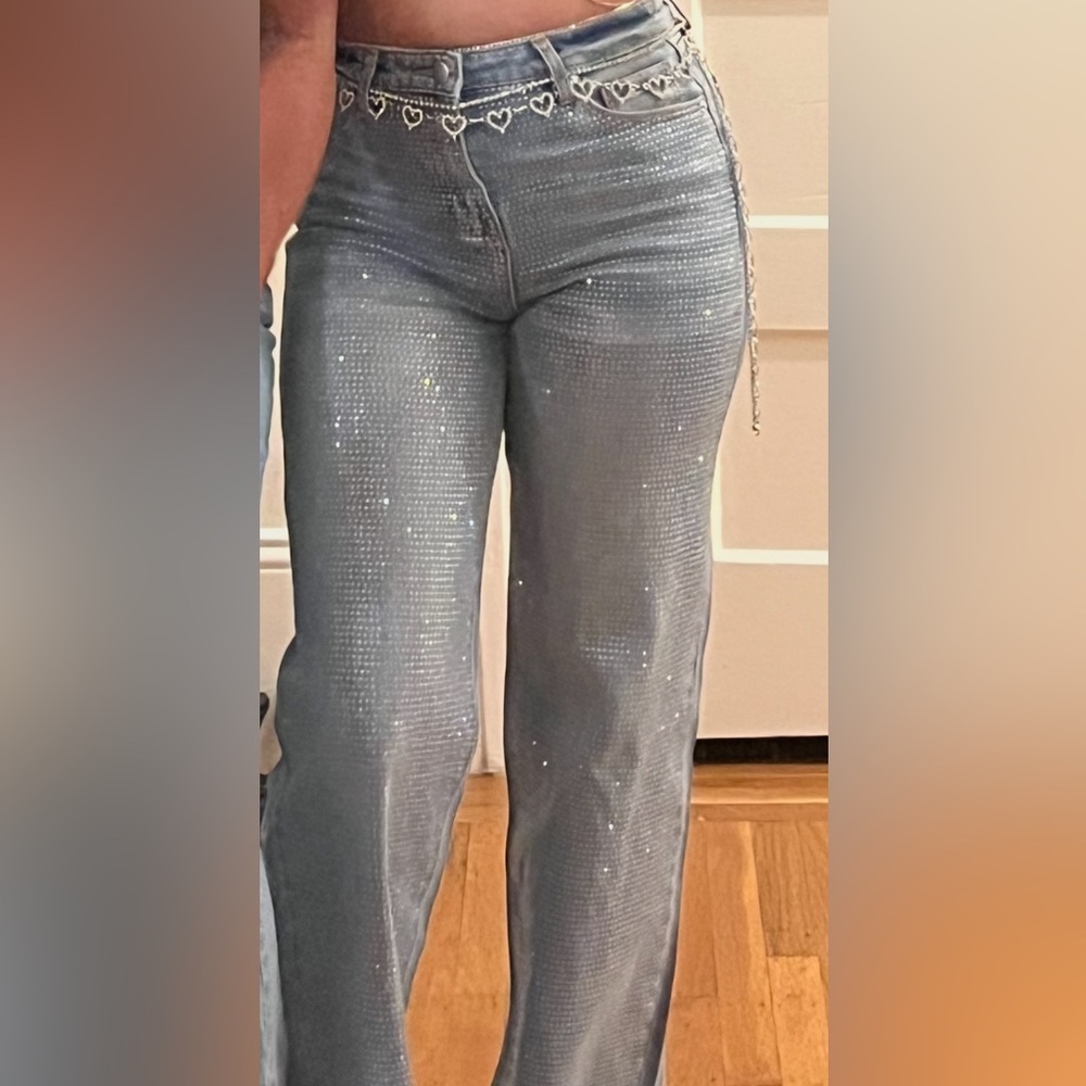 Fashion Nova Blue Sparkle Jeans